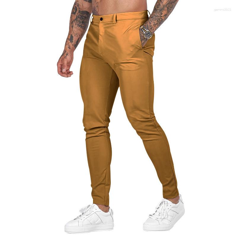Pants Mens Chino Flat-Front Dress Stretch Casual Cotton Regular Fit Skinny Tapered Trousers z Z260315