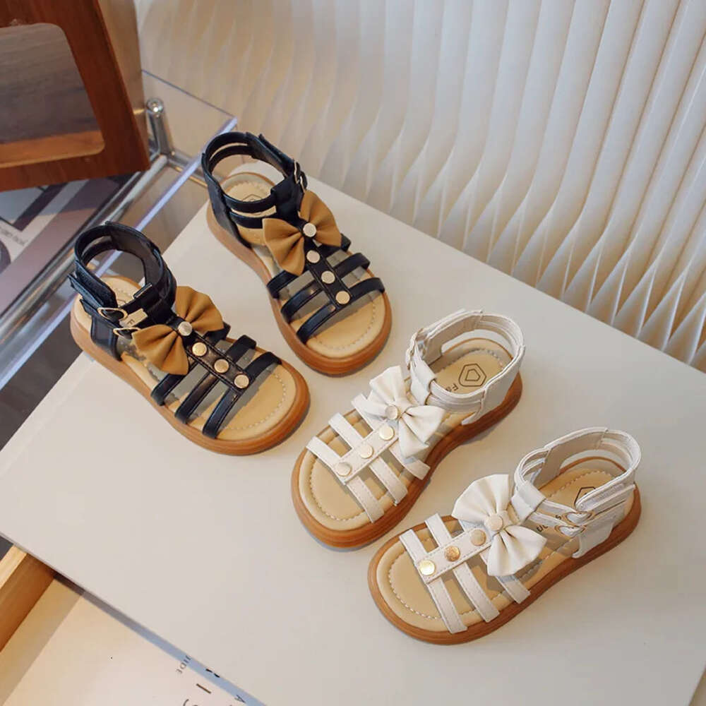 2024 Girls Roman Children's Summer Fashion Sweet Bowtie Kids Princess Causal Cut-outs Thick Bottom Beach Sandals