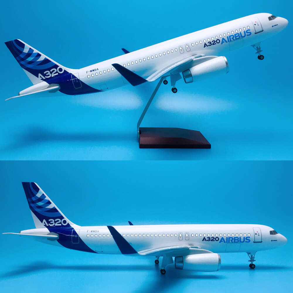 Material 1:80 47cm With Wheels & Led Light Airplane Aircrafts Airbus A320-200 House Color Original Plane Model