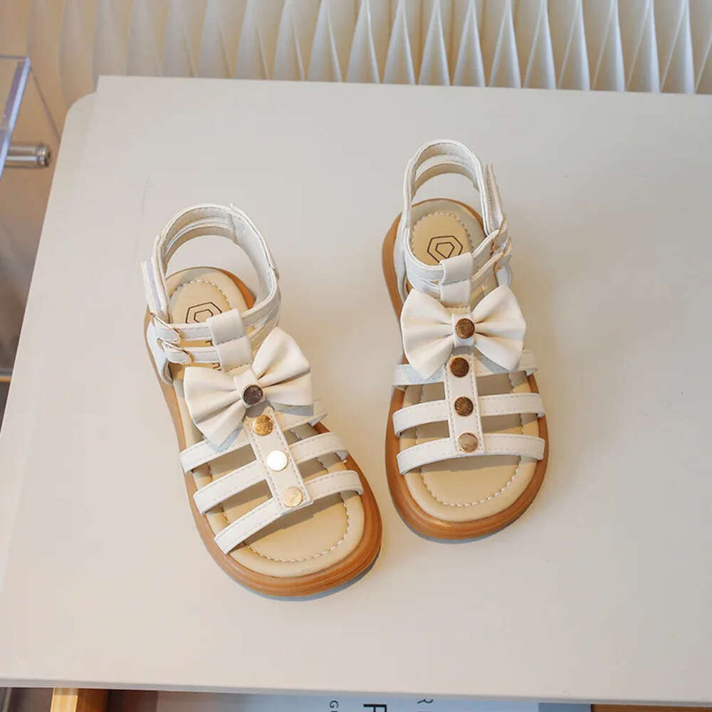 2024 Girls Roman Children's Summer Fashion Sweet Bowtie Kids Princess Causal Cut-outs Thick Bottom Beach Sandals