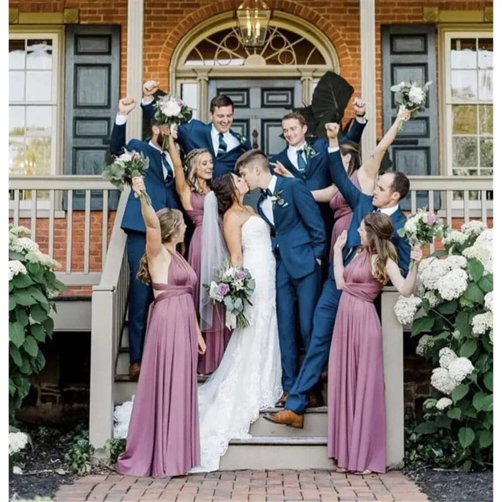 Ways Variable New Dresses Bridesmaid Top Wearing Quality A-Line Sleeveless Wine Red Dusty Blue Navy Maid Of Honor Gowns Wedding Guest Wears Cps2000 05
