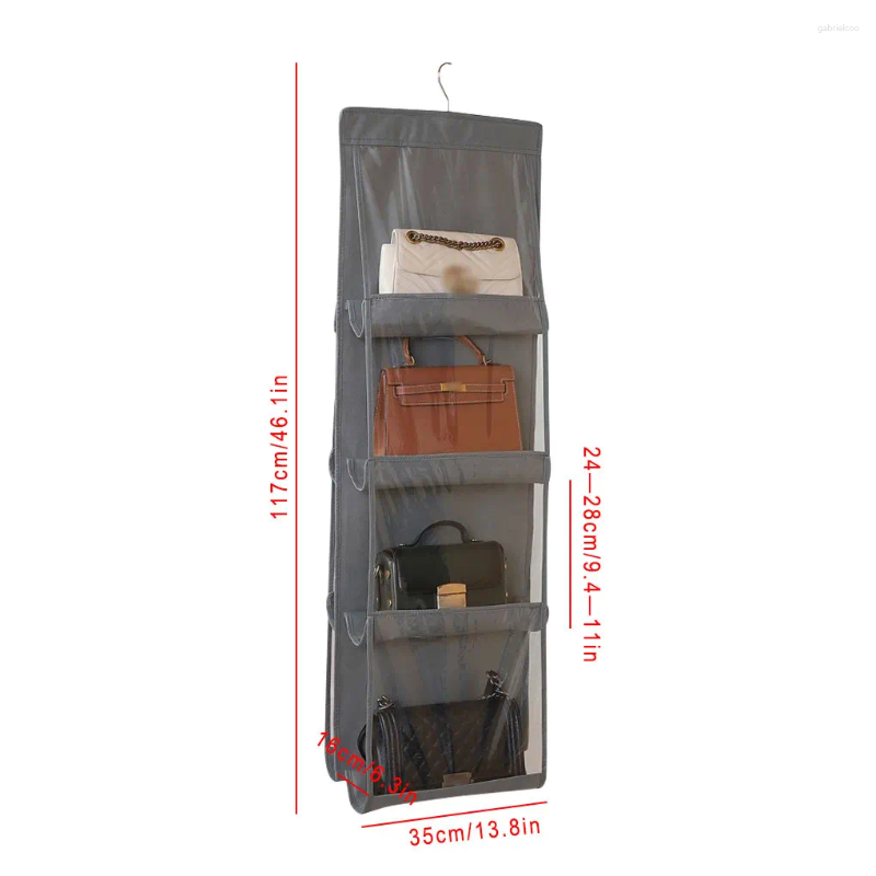 Storage Boxes Hanging Handbag Organizer Non-woven Holder PVC Purse Closet 8 Pocket