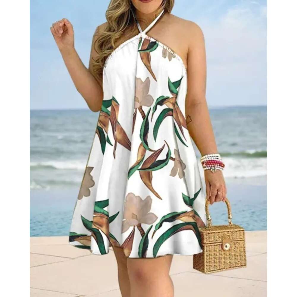 2024 Summer Off Shoulder Neck Lace Up Loose Women's Dress Women F52024
