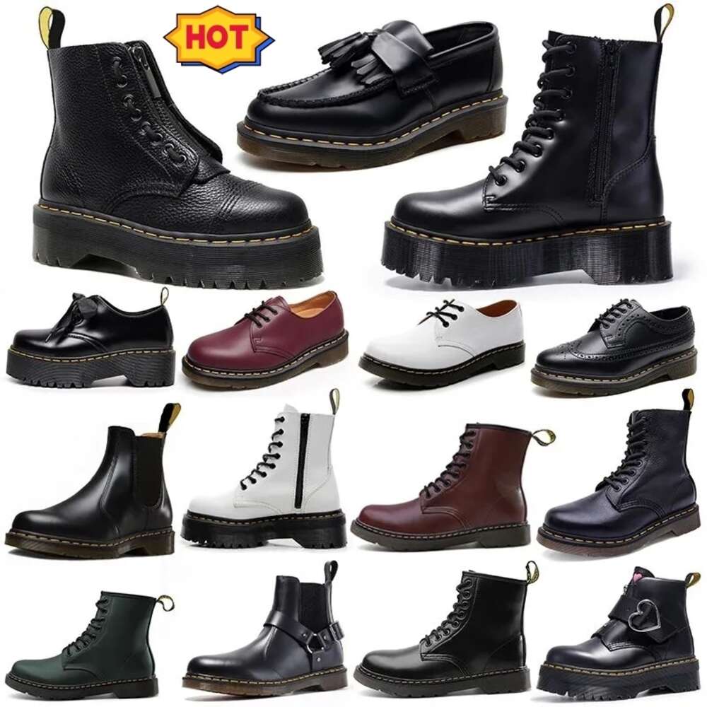 designer boots Dr Womens Mens Martenes Boot Ankle Mini Platform Doc Booties Yellow Low Top Leather Winter Snow Booties OG 1460 Smooth Oxford Bott