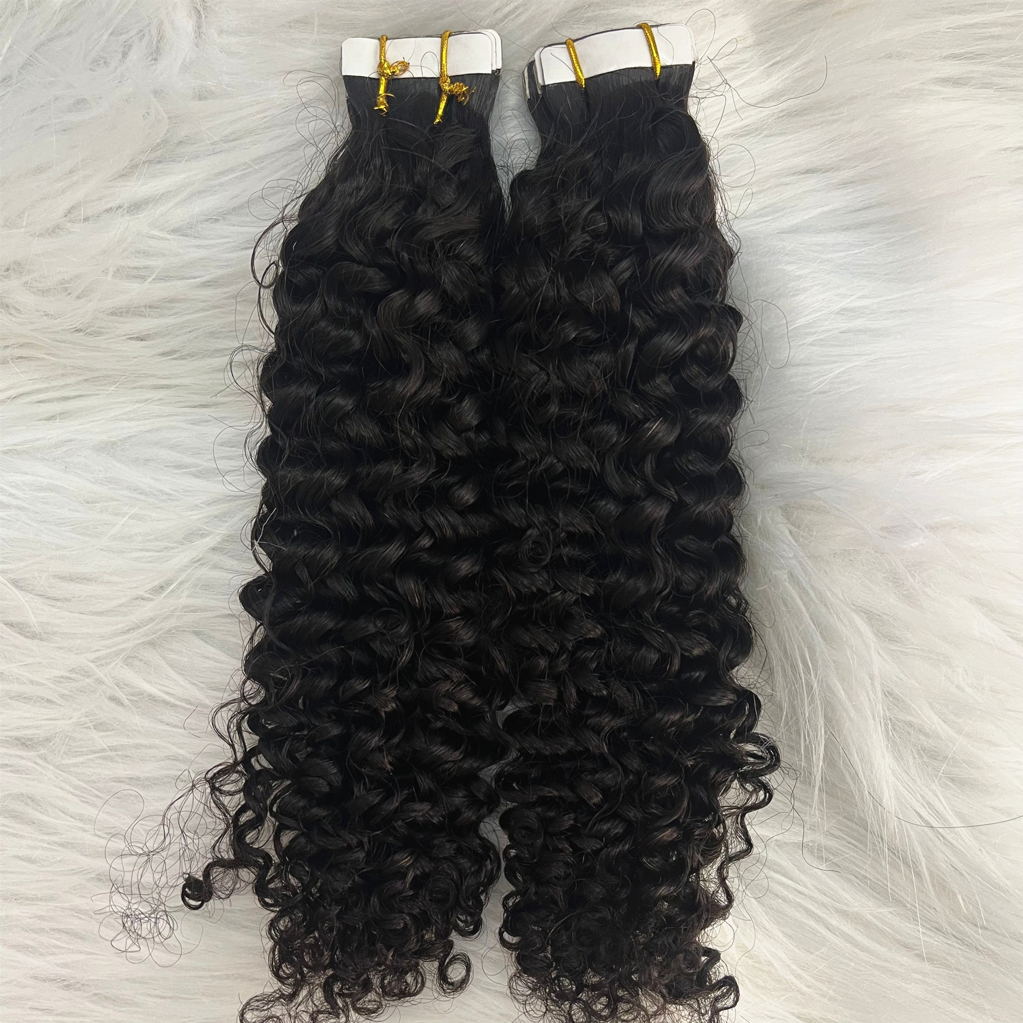 Tape in Hair Extension Remy Brazilian Human Hair #1B Black Kinky Curly Skin Weft Invisible Tape ins Extensions 100g/40pcs