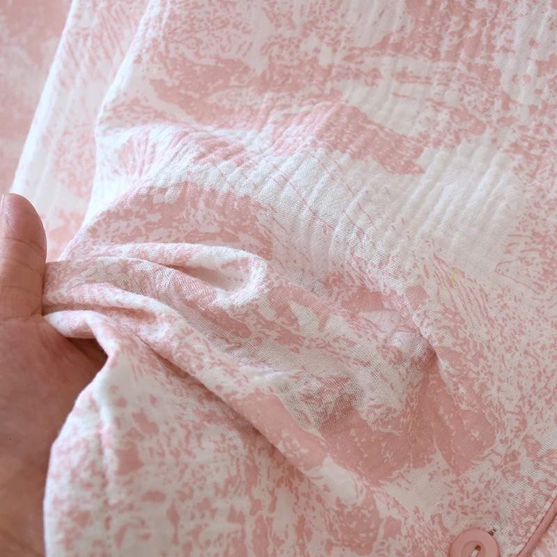 Pure Cotton Womens Pajama AutumnWinter Womens Pajama Set Flower Sea Print Long sleeved pants 2 Piece Homewear 240520