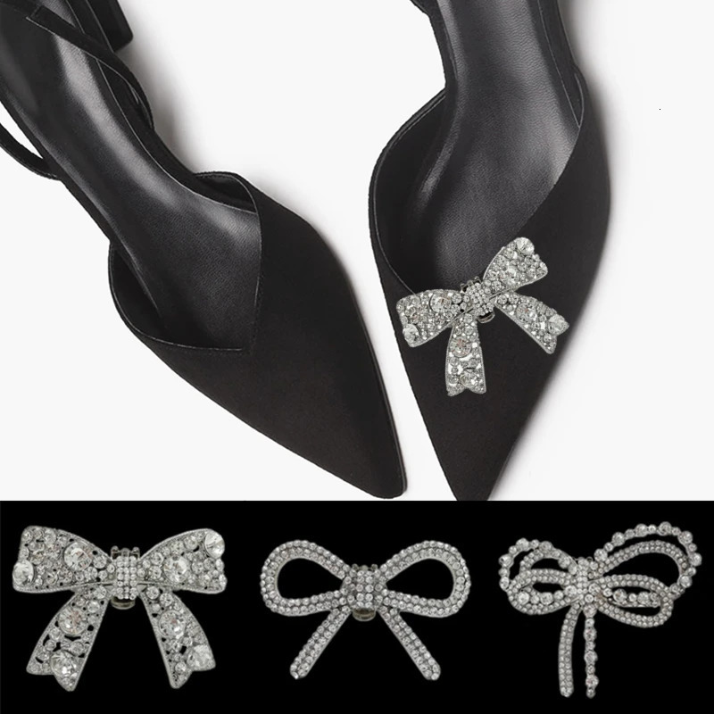 2Pcs Butterfly shaped Rhinestone Shoe Buckles For High Heels Decoration Detachable Metal Crystal DIY Accessories 240520