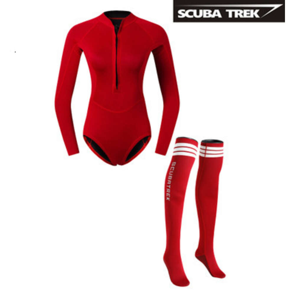 2mm aron female one-piece surfing long sleeved top, floating diving mother suit, warm, cold and sun protection set H520-228