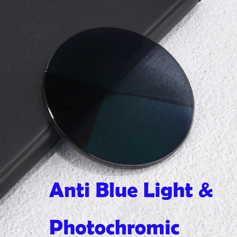 1.56 Anti Blue Light Discoloration Lenses 1.61/1.60 Film Pochromic Glasses 1.67 Myopia Presbyopia Aspherical Transition Grey 240514