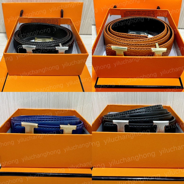 Fashion Designer Genuine Leather Belts For Womens Mens Casual Waistband man Gold Smooth Buckle Belt Ladies Ceinture Girdle Colorful buckle With box Strap