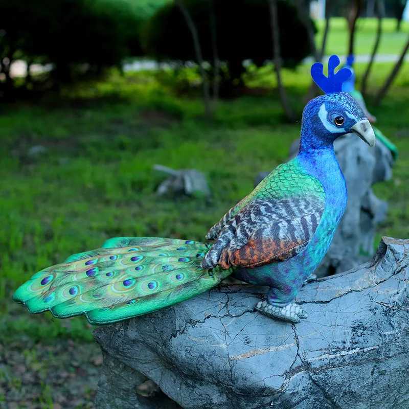 Stuffed Plush Animals Realistic Cute Peacock Plush Toy Simulated Blue Crowned Peacock Plushies Dolls Stuffed Animals Anime Soft Kids Toys Home Decor