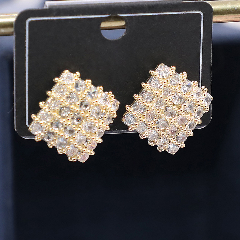 Luxury Sun Flower Stud Earrings for Woman Charm Gift Designer Silver Gold Cubic Zirconia Owl Leaf Square Wedding Bridal Earring Dangle Fashion Jewelry