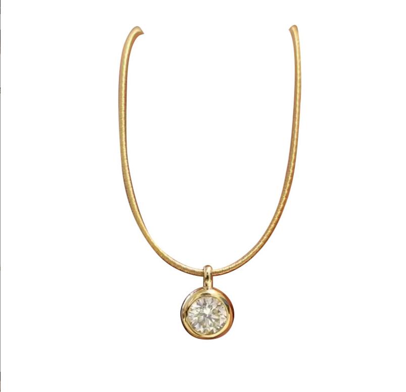 2024 Choucong Brand Circle Pendant Solitaire Simple Fine Jewelry Real 100% 925 Sterling Silver Gold Round Moissanite Diamond Party Women Beach Necklac