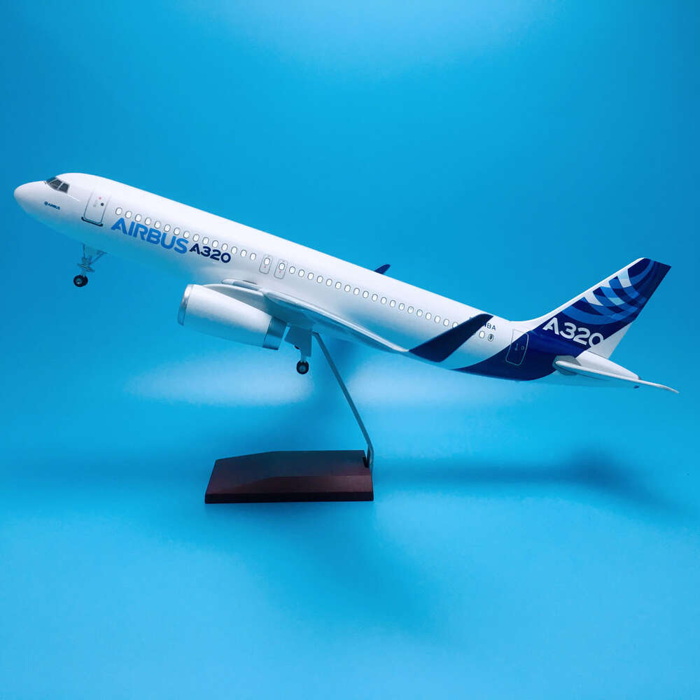 Material 1:80 47cm With Wheels & Led Light Airplane Aircrafts Airbus A320-200 House Color Original Plane Model
