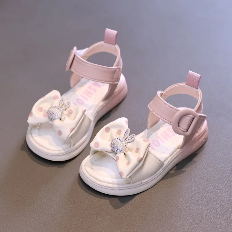 Girls Sandals Summer Soft Sole Fashion Bow Girl Princess Sandals Casual Childrens Beach Shoes 240513