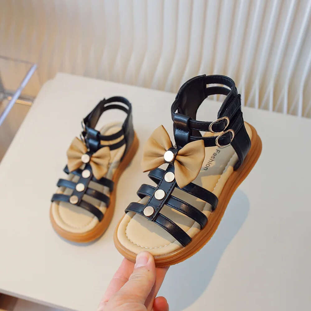2024 Girls Roman Children's Summer Fashion Sweet Bowtie Kids Princess Causal Cut-outs Thick Bottom Beach Sandals
