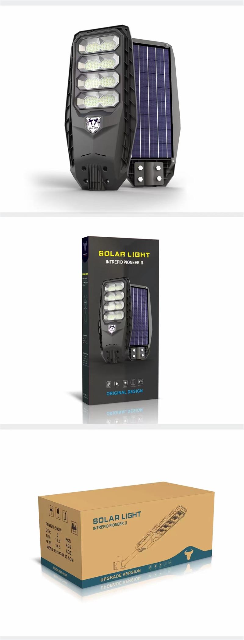 Upgraded Solar Street Light 300W 400w 500w 600w Waterproof IP65 All in one Road Light with pole