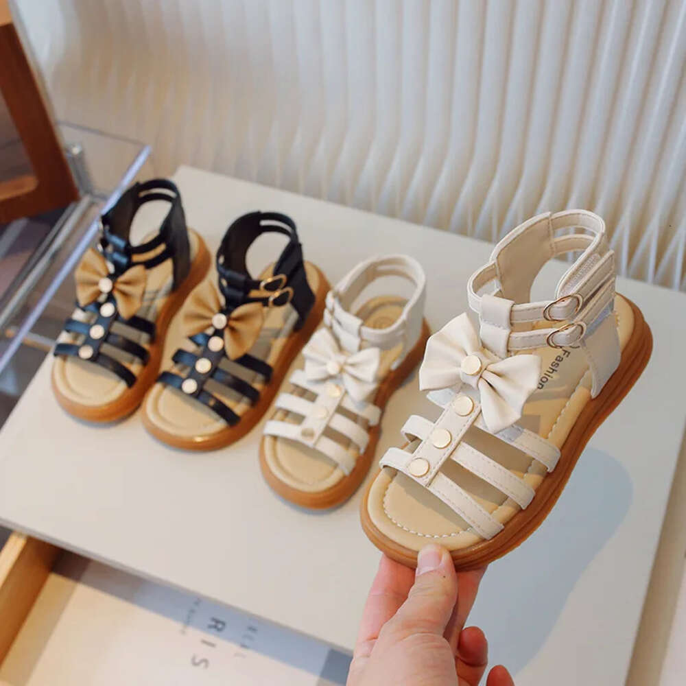 2024 Girls Roman Children's Summer Fashion Sweet Bowtie Kids Princess Causal Cut-outs Thick Bottom Beach Sandals