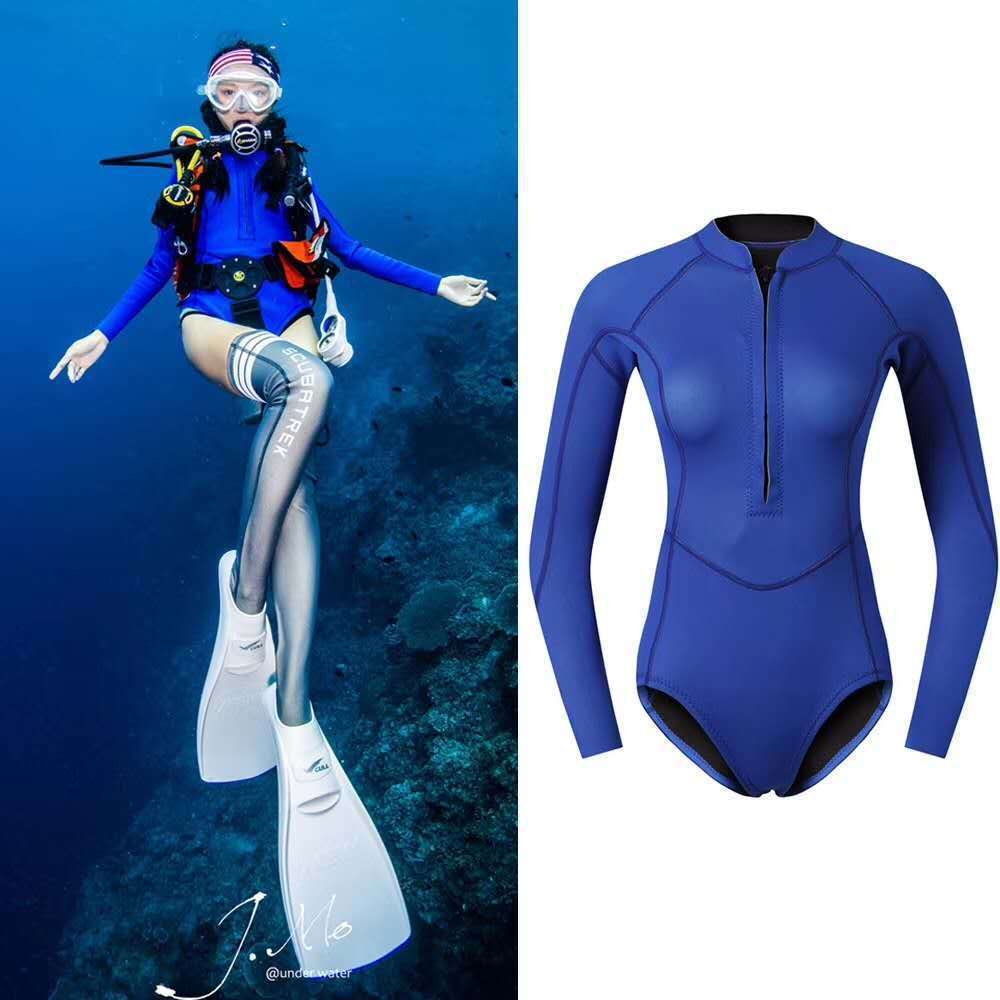 2mm aron female one-piece surfing long sleeved top, floating diving mother suit, warm, cold and sun protection set H520-228