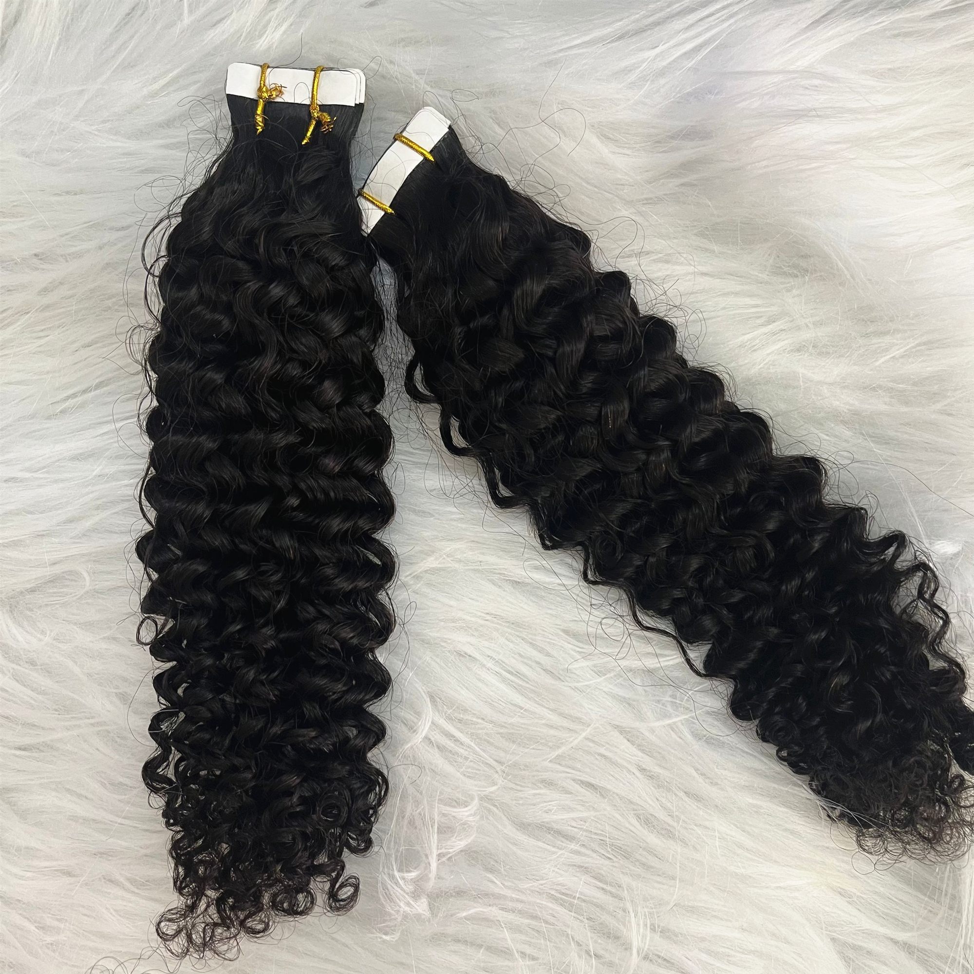Kinky Curly Tape in Human Hair Extensions #1B Natural Black Skin Weft Tape on Hair Extension 100g/40pcs