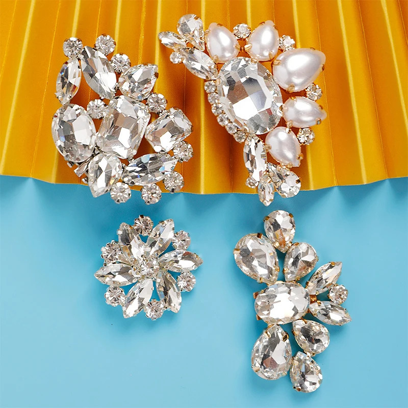 Women High Heel Rhinestone Wedding Shiny Clips Square Clamp Shoe Decorations Clip Charm Buckle 240520