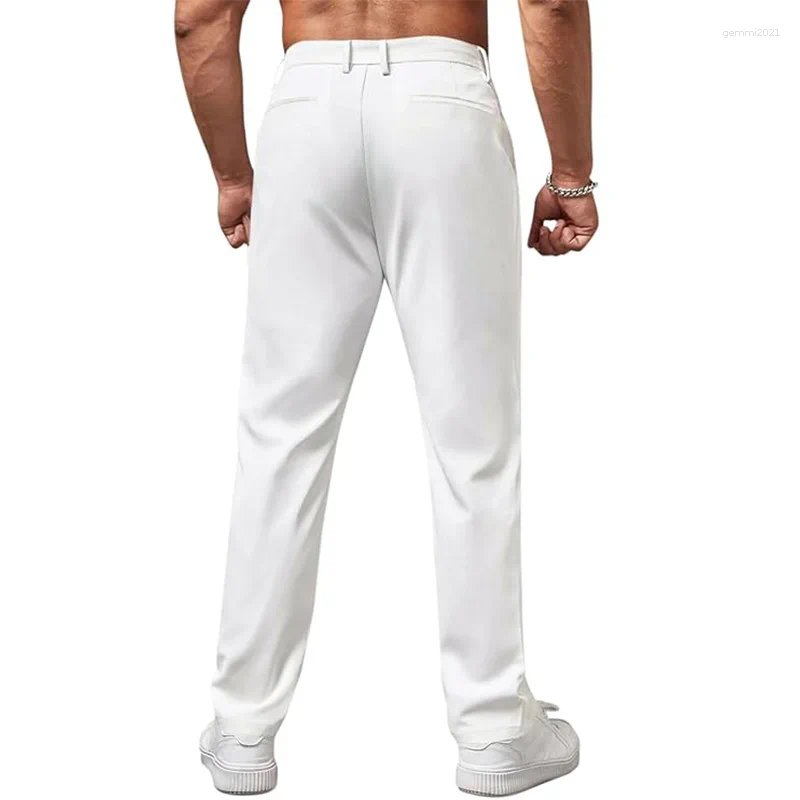 Pants Mens Chino Flat-Front Dress Stretch Casual Cotton Regular Fit Skinny Tapered Trousers z Z260315