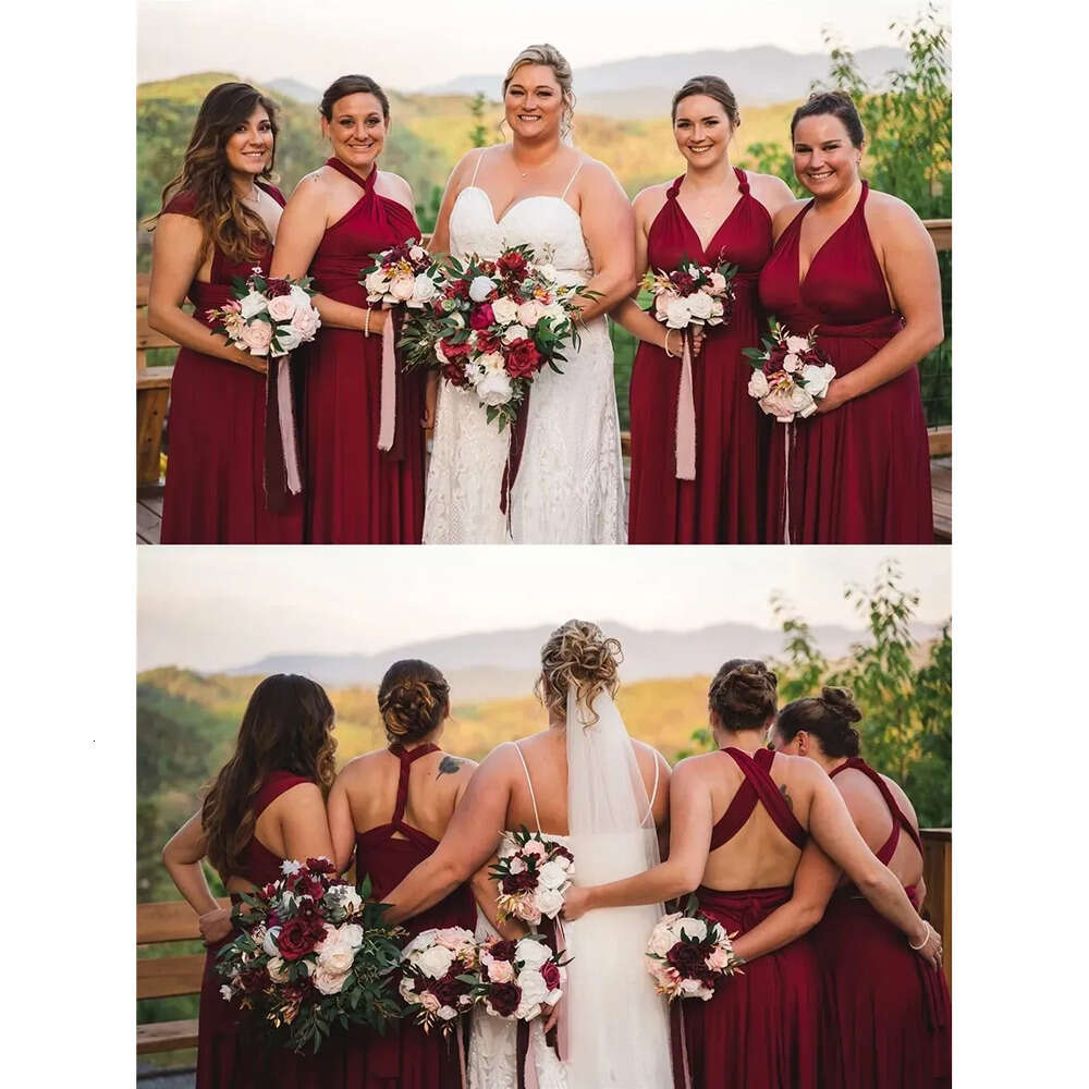 Ways Variable New Dresses Bridesmaid Top Wearing Quality A-Line Sleeveless Wine Red Dusty Blue Navy Maid Of Honor Gowns Wedding Guest Wears Cps2000 05
