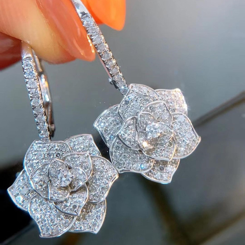 Sparkle Cubic Zirconia Bride Wedding Dangle Earrings for Women Gift Charm Designer Jewelry 925 Sterling Silver Filled CZ Love Heart Drop Ear Rings Hoo - view 3
