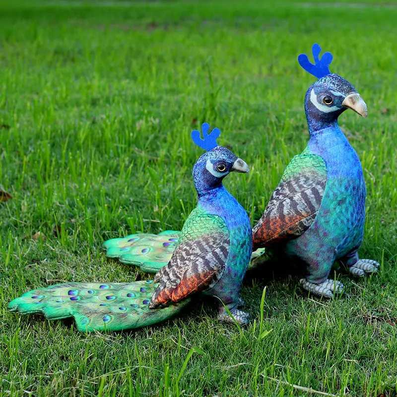 Stuffed Plush Animals Realistic Cute Peacock Plush Toy Simulated Blue Crowned Peacock Plushies Dolls Stuffed Animals Anime Soft Kids Toys Home Decor