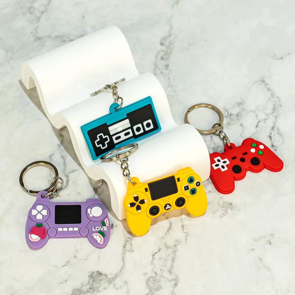 50PCS PVC Keychain Cute Gamepad Colorful Joystick Keyring Wholesale Custom Key Chain for Car Key Accessories Gadget for Man Gift 240516
