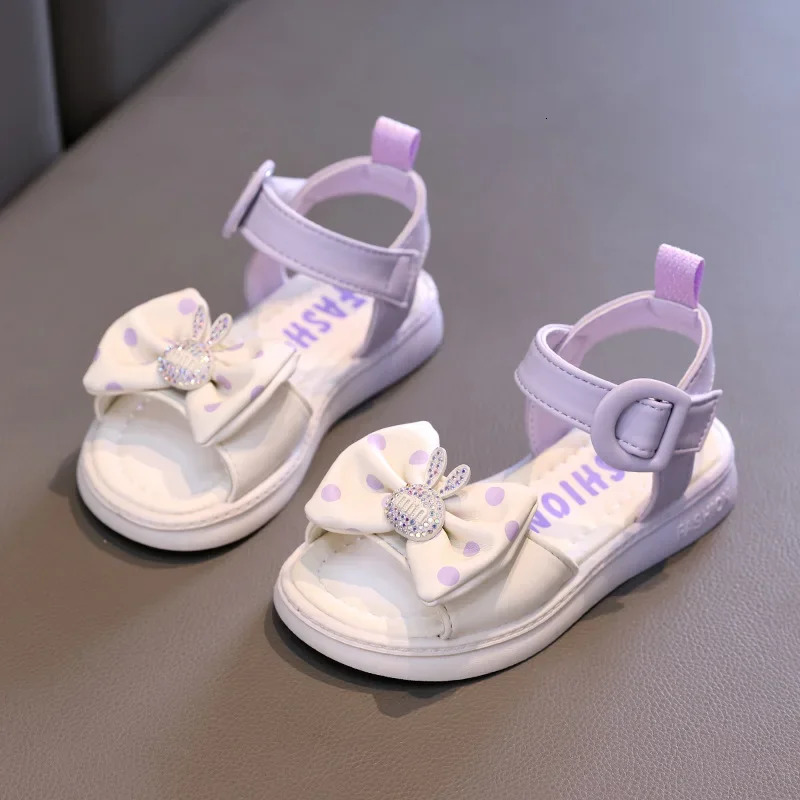 Girls Sandals Summer Soft Sole Fashion Bow Girl Princess Sandals Casual Childrens Beach Shoes 240513