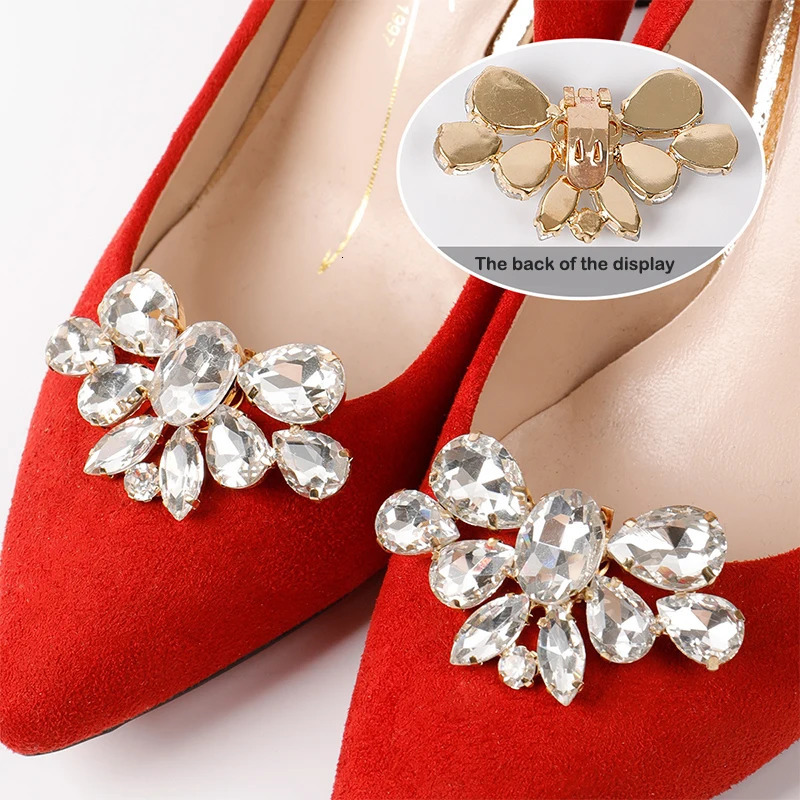 Women High Heel Rhinestone Wedding Shiny Clips Square Clamp Shoe Decorations Clip Charm Buckle 240520
