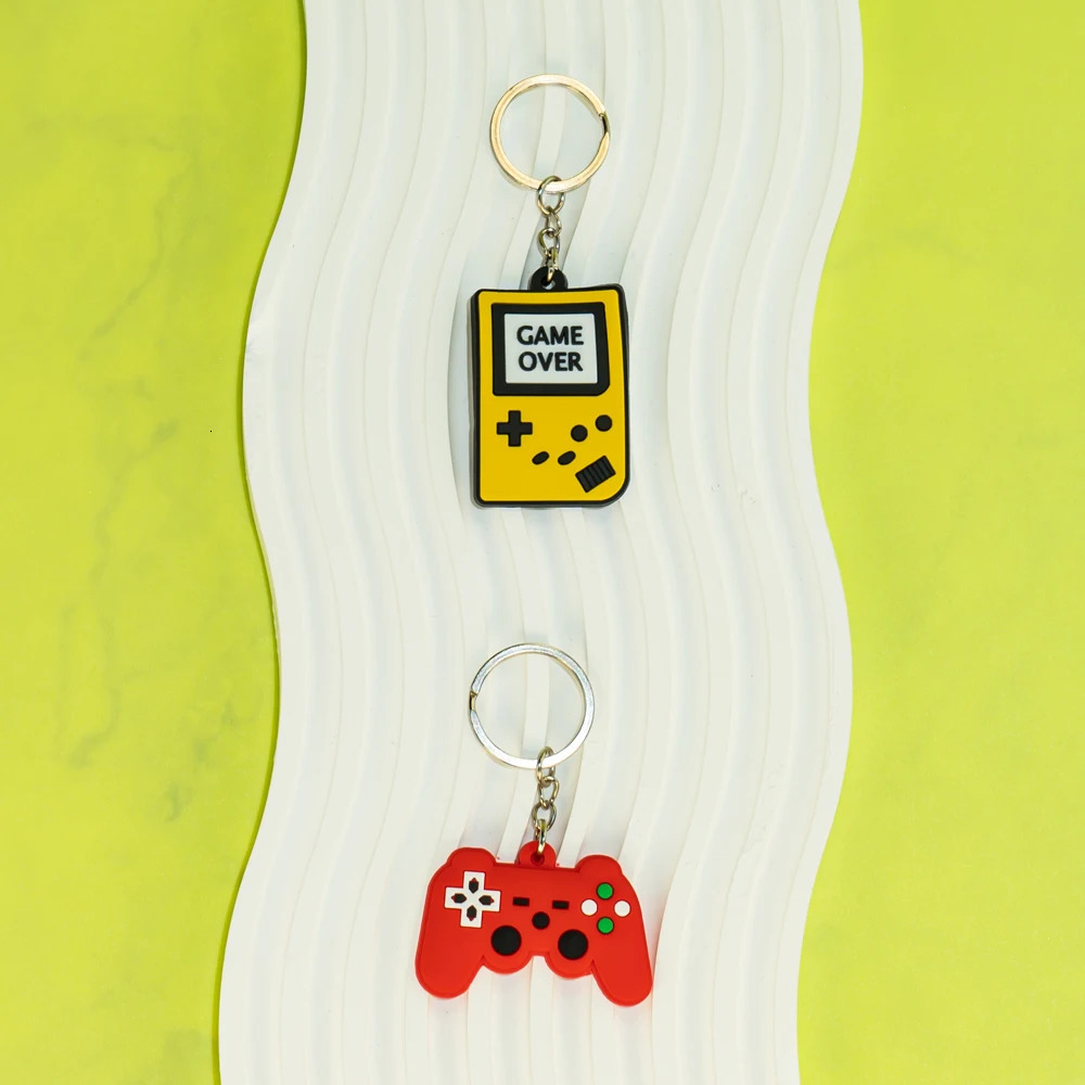 50PCS PVC Keychain Cute Gamepad Colorful Joystick Keyring Wholesale Custom Key Chain for Car Key Accessories Gadget for Man Gift 240516