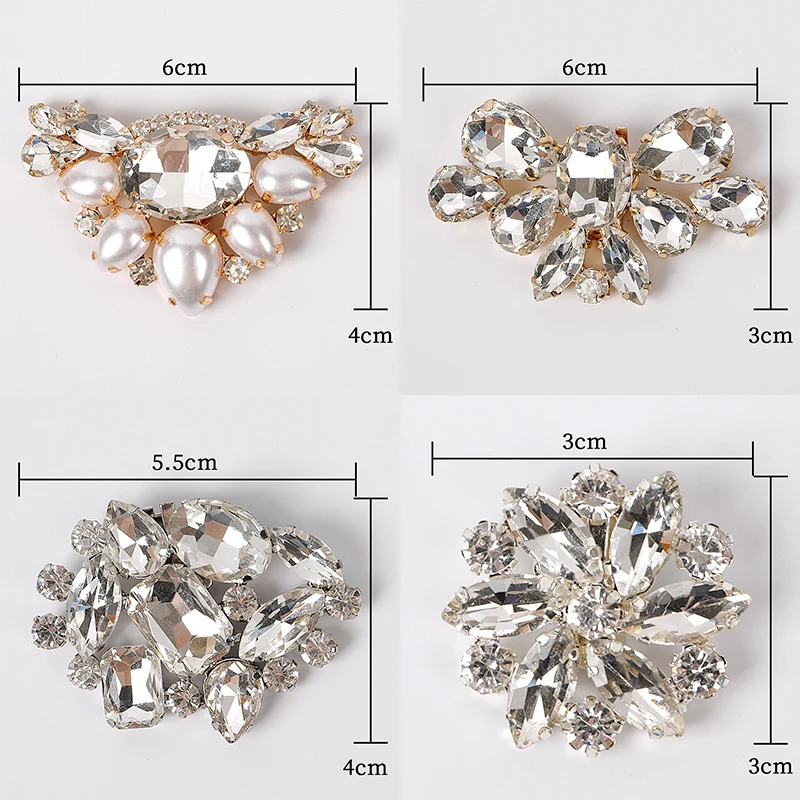 Women High Heel Rhinestone Wedding Shiny Clips Square Clamp Shoe Decorations Clip Charm Buckle 240520
