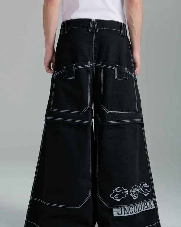 Y2K Hip Hop Rock JNCO Jeans Oversized Pants Pattern Print Loose Jeans Men Women Streetwear Harajuku High Waisted Wide Pants 240517