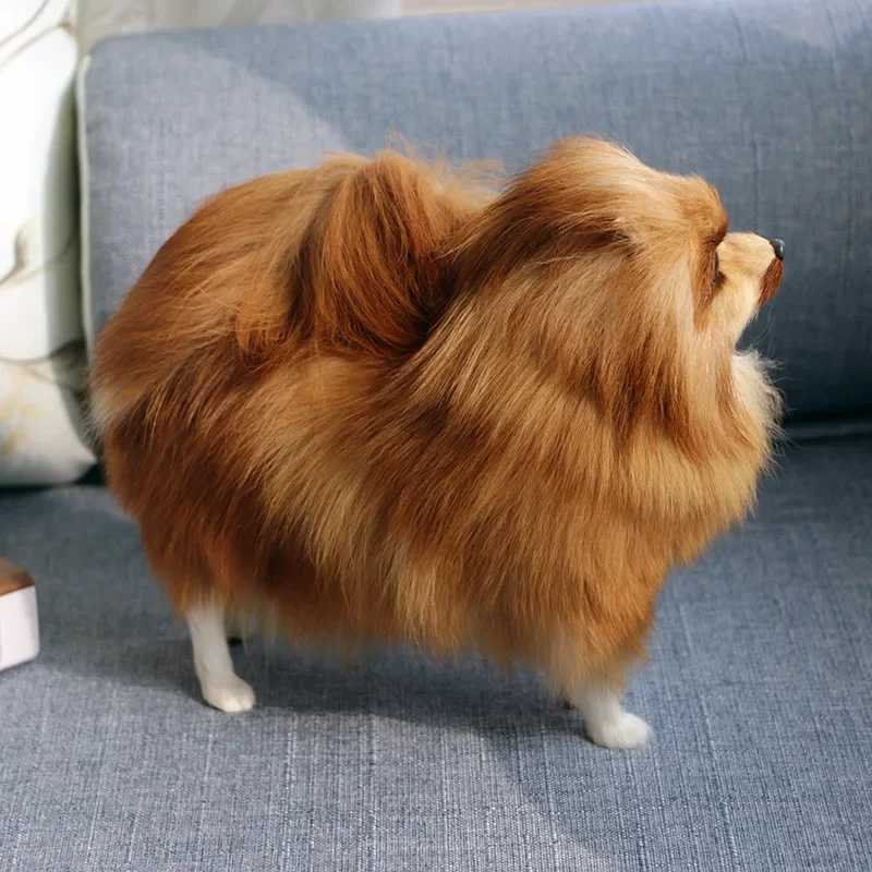 Stuffed Plush Animals 27cm Pomeranian Dog Simulation Plush Toys Lifelike Dogs Stuffed Animal Dolls Kaii Toys for Children Birthday Christmas Gift