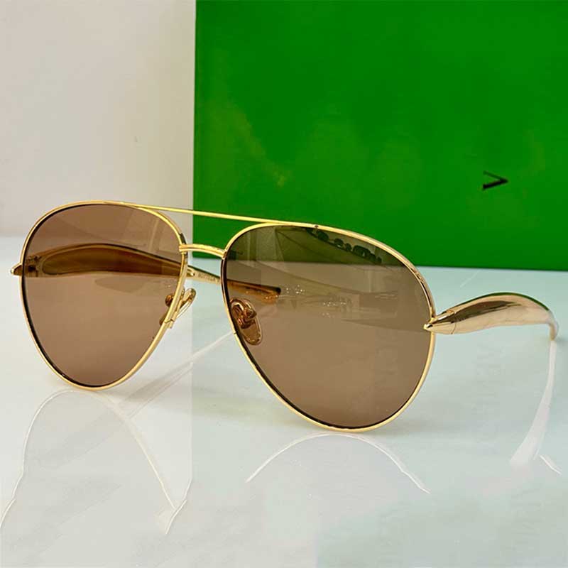 24SS New Designer Sardine Sunglasses BV1305S Luxury Fashion Oval Women Metal Pilot Sunglasses sardine Leg UV400 Lens Retro Men Pilot Glasses Top