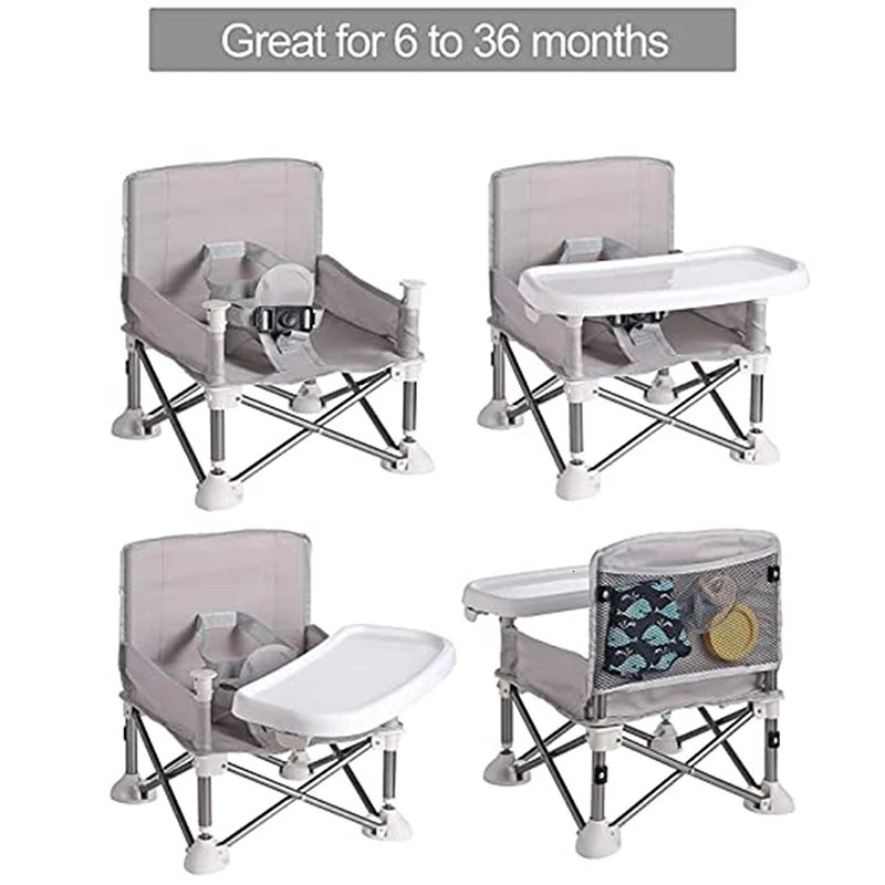 Baby Foldable Portable Dining Chair With Plate Seat Belt Childrens Beach Chair Camping Child Comfortable Feeding Seat Baby 240520