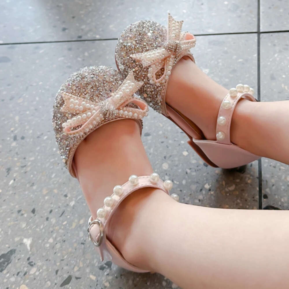 New Kids Sandal Summer Rhinestone Bowknot Princess Shoes Girls Fashion Elegant Children Dress Flat Sandals for Party