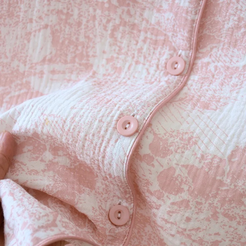 Pure Cotton Womens Pajama AutumnWinter Womens Pajama Set Flower Sea Print Long sleeved pants 2 Piece Homewear 240520