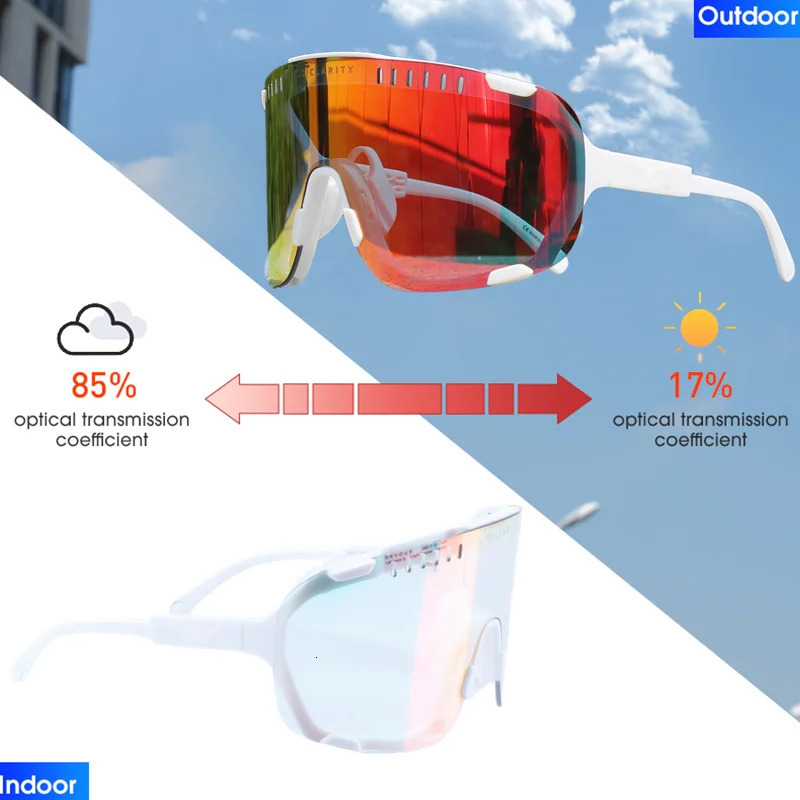 Original DEVOURS Pochromic Cycling Sunglasses Men women Sport Mountain Bike bicycle Glasses MTB Eyewear Discoloration 240508