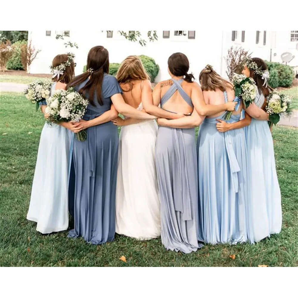 Ways Variable New Dresses Bridesmaid Top Wearing Quality A-Line Sleeveless Wine Red Dusty Blue Navy Maid Of Honor Gowns Wedding Guest Wears Cps2000 05