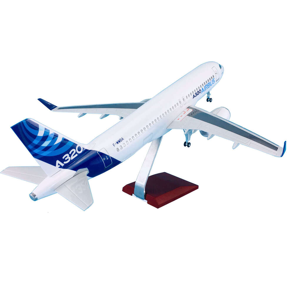Material 1:80 47cm With Wheels & Led Light Airplane Aircrafts Airbus A320-200 House Color Original Plane Model