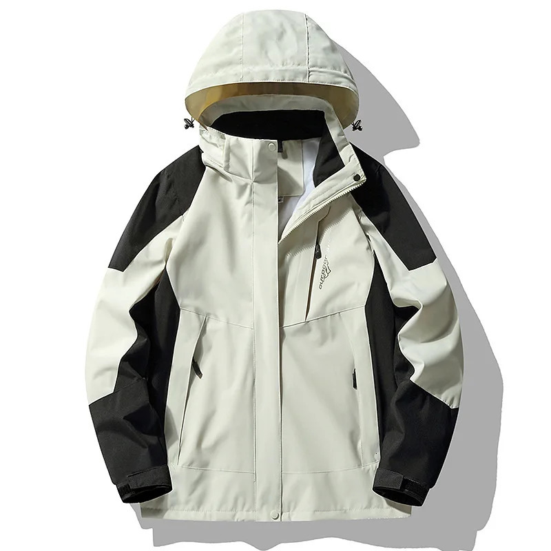 Womens hooded jacket waterproof jacket womens zippered jacket spring and autumn casual work jacket fashionable outdoor adventure jacket 240516