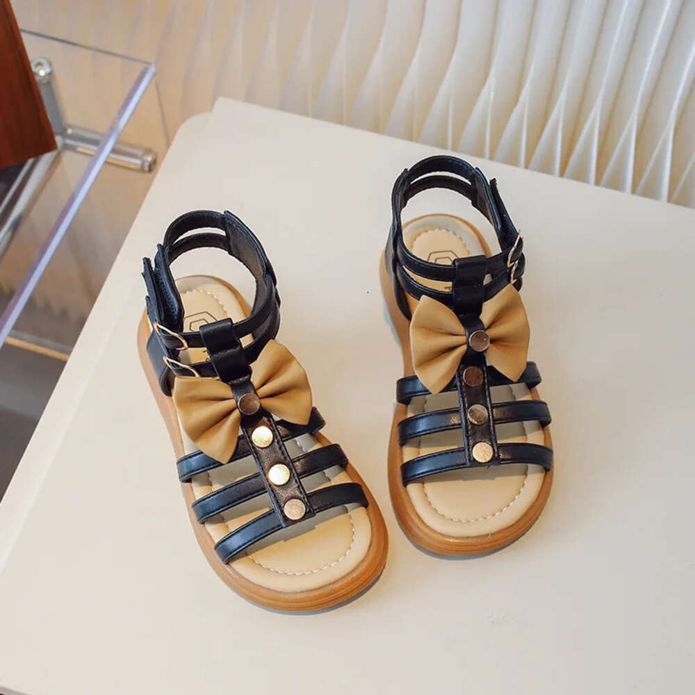 2024 Girls Roman Children's Summer Fashion Sweet Bowtie Kids Princess Causal Cut-outs Thick Bottom Beach Sandals
