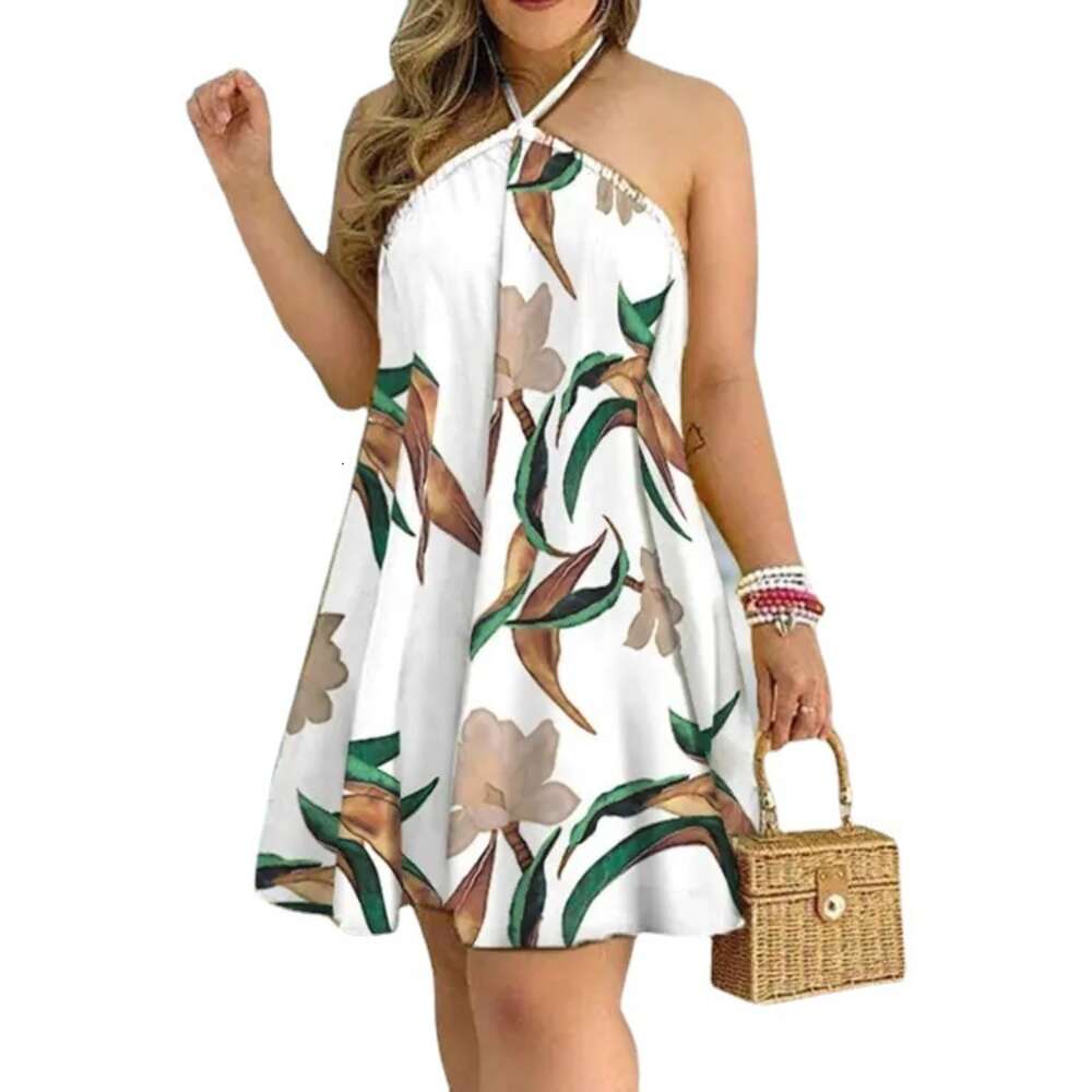 2024 Summer Off Shoulder Neck Lace Up Loose Women's Dress Women F52024