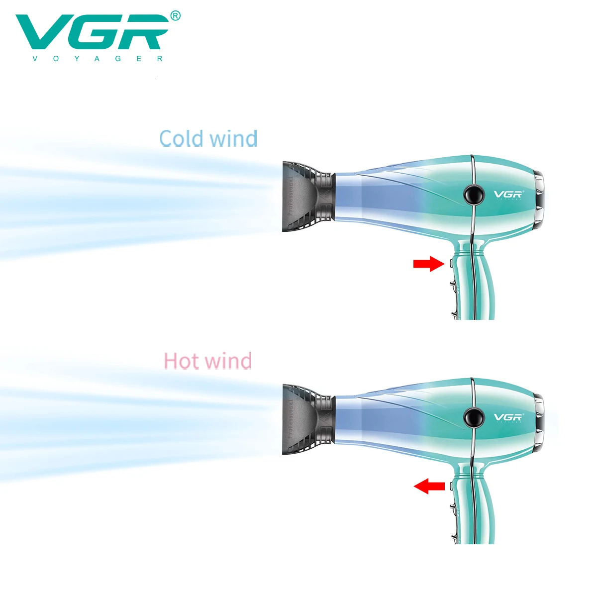 VGR Hair Dryer Professional Air Blower and Cold Adjustment Hair Dryer Machine Powerful Hair Salon for Household Use V-452 240520
