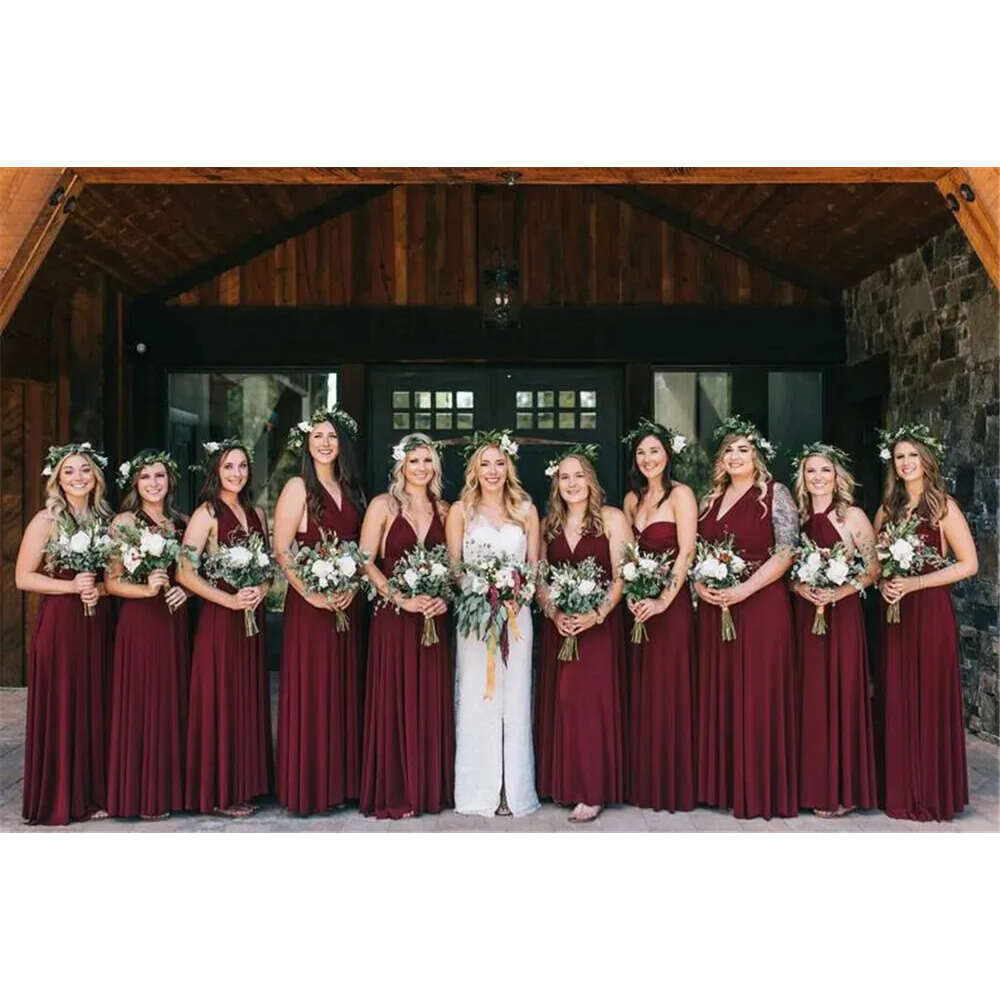 Ways Variable New Dresses Bridesmaid Top Wearing Quality A-Line Sleeveless Wine Red Dusty Blue Navy Maid Of Honor Gowns Wedding Guest Wears Cps2000 05
