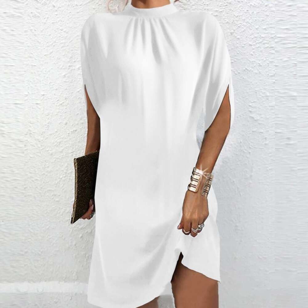 2024 New Women's Fashion Loose Bat Sleeve Round Neck Dress F52028