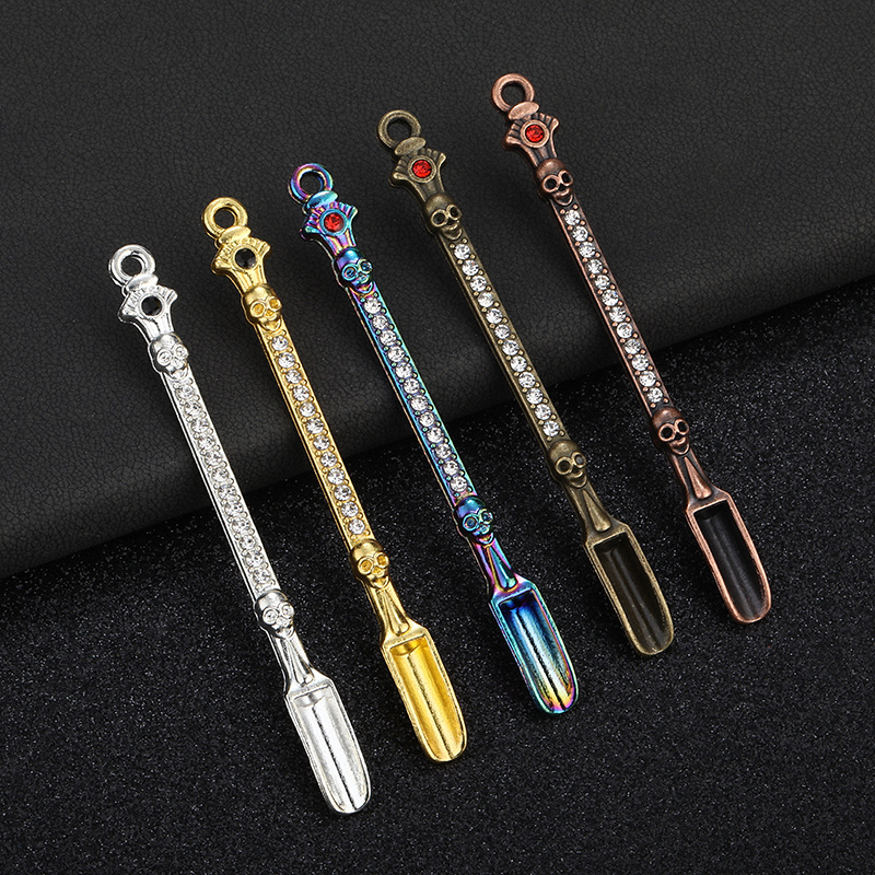 Mini Shovel Spoon Skeleton Diamond Metal Smoke Shovels Powder Scoop Hookah Shisha Smoking Pipe Snuff Smoking Accessories